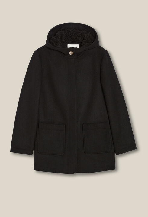 Black hooded coat