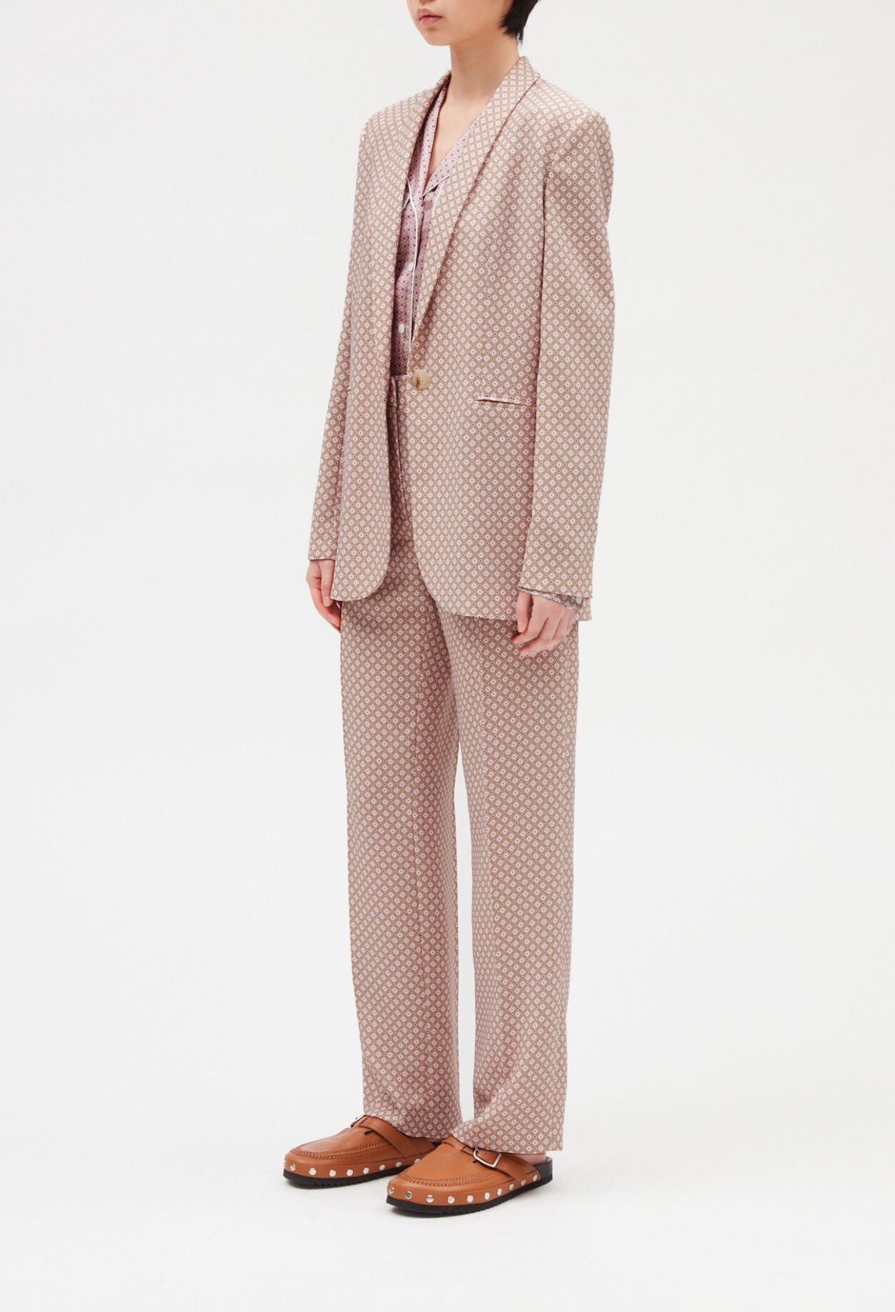 Veste tailleur imprimé rose