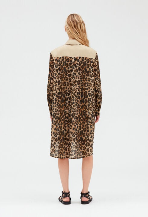 Leopard midi shirt dress