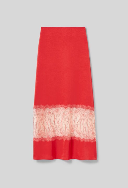 Jupe satin&eacute;e dentelle