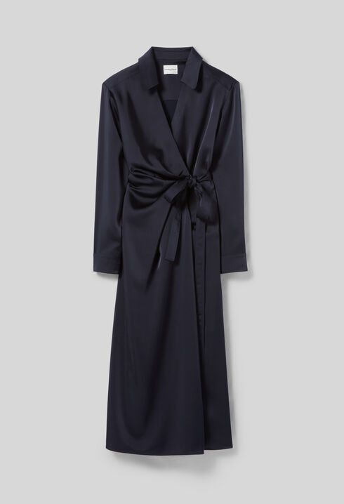 Robe satinée mi-longue portefeuille