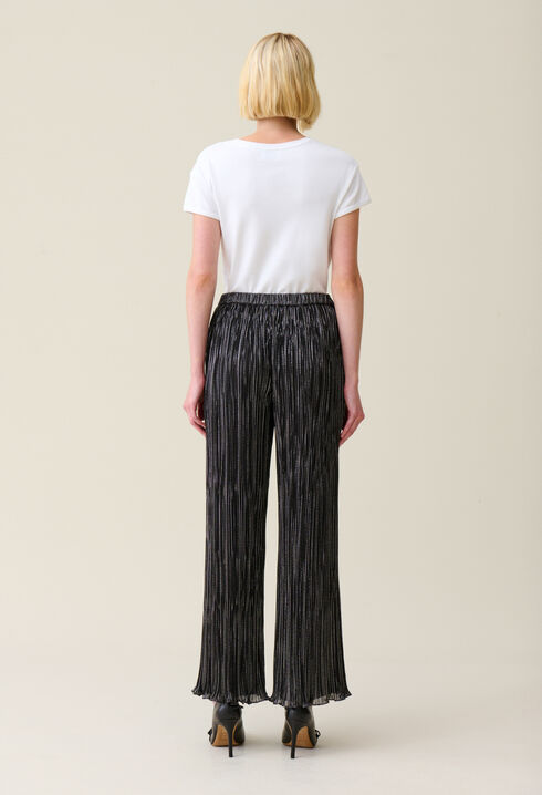 Pantalon fluide plissé argenté