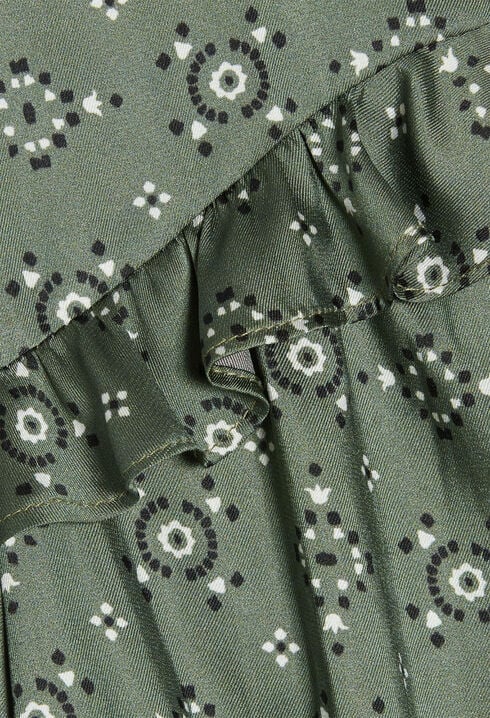 Robe courte à motif géométrique smocké