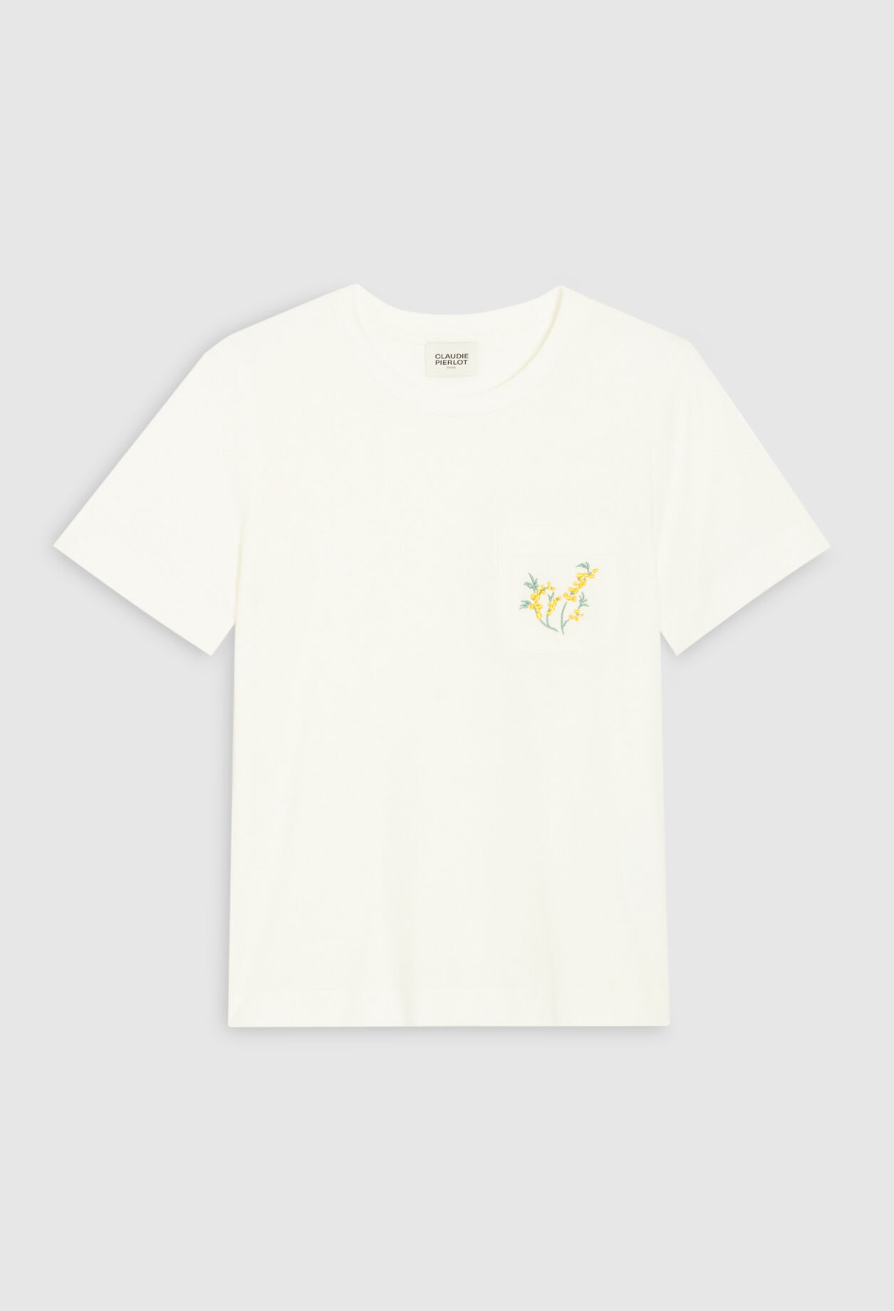 T-shirt poche brodée blanc