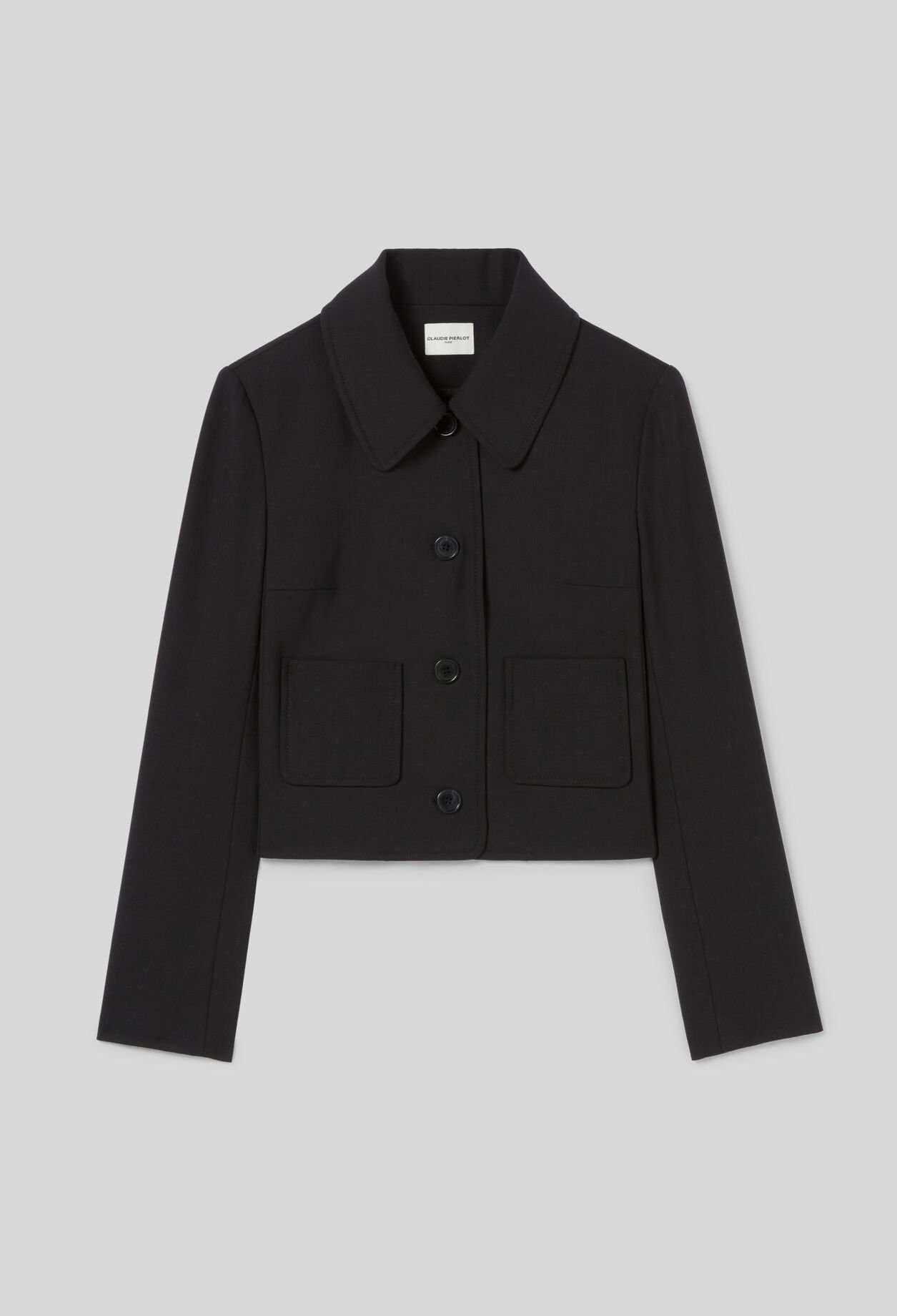 Veste boîte laine mélangée noir