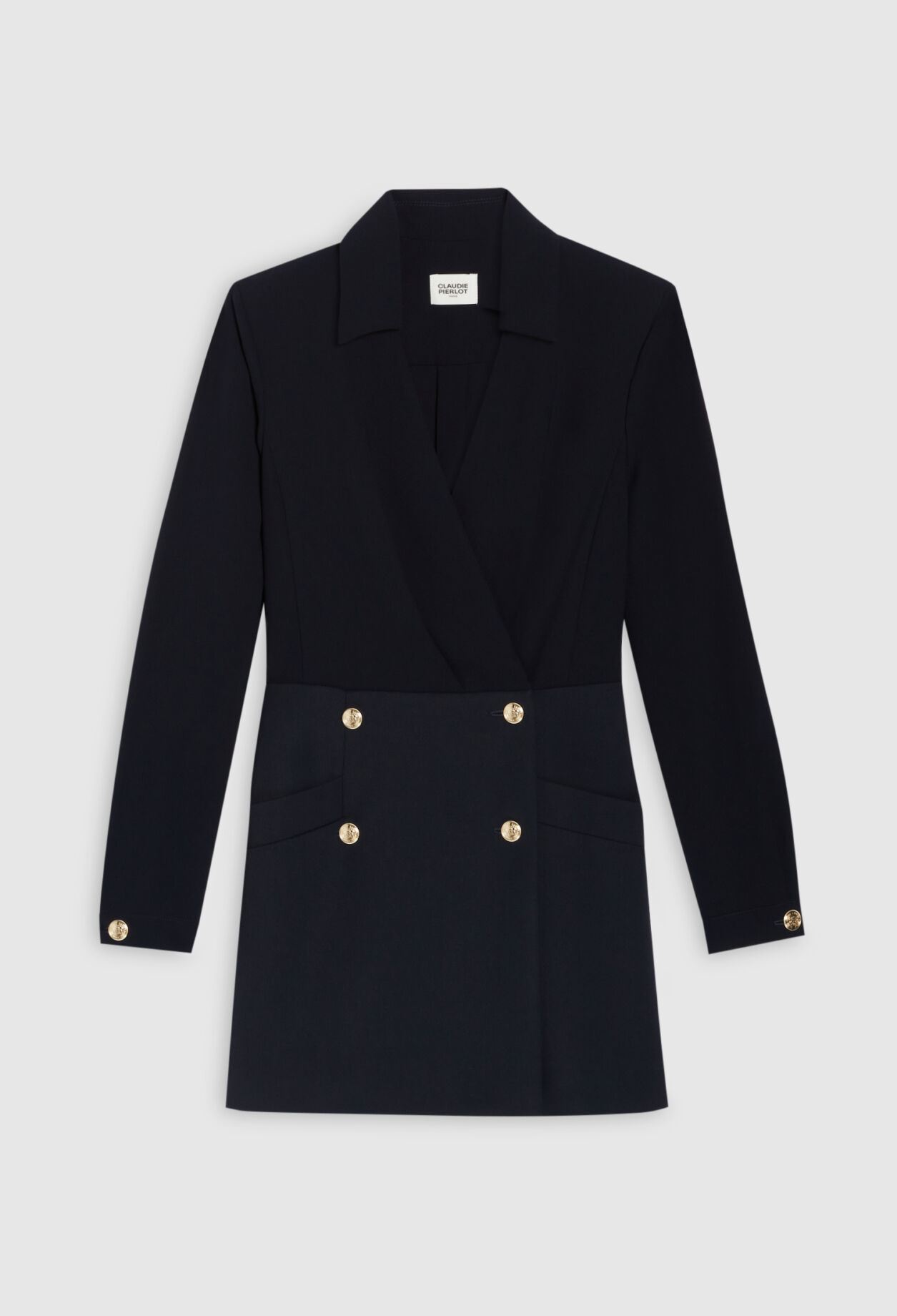 Robe courte bimatière marine