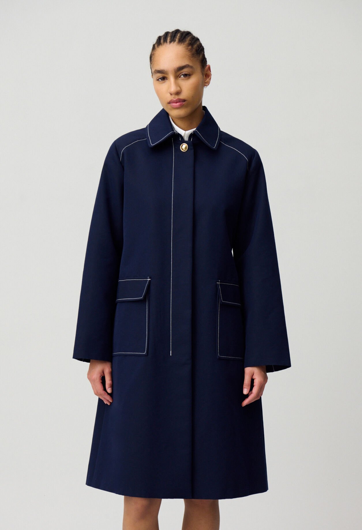 Belted mid-length trench