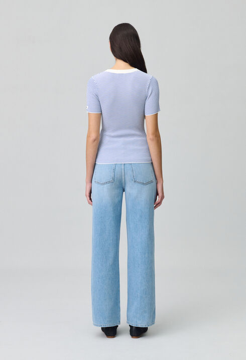 Fine-Knit Breton Stripe Top