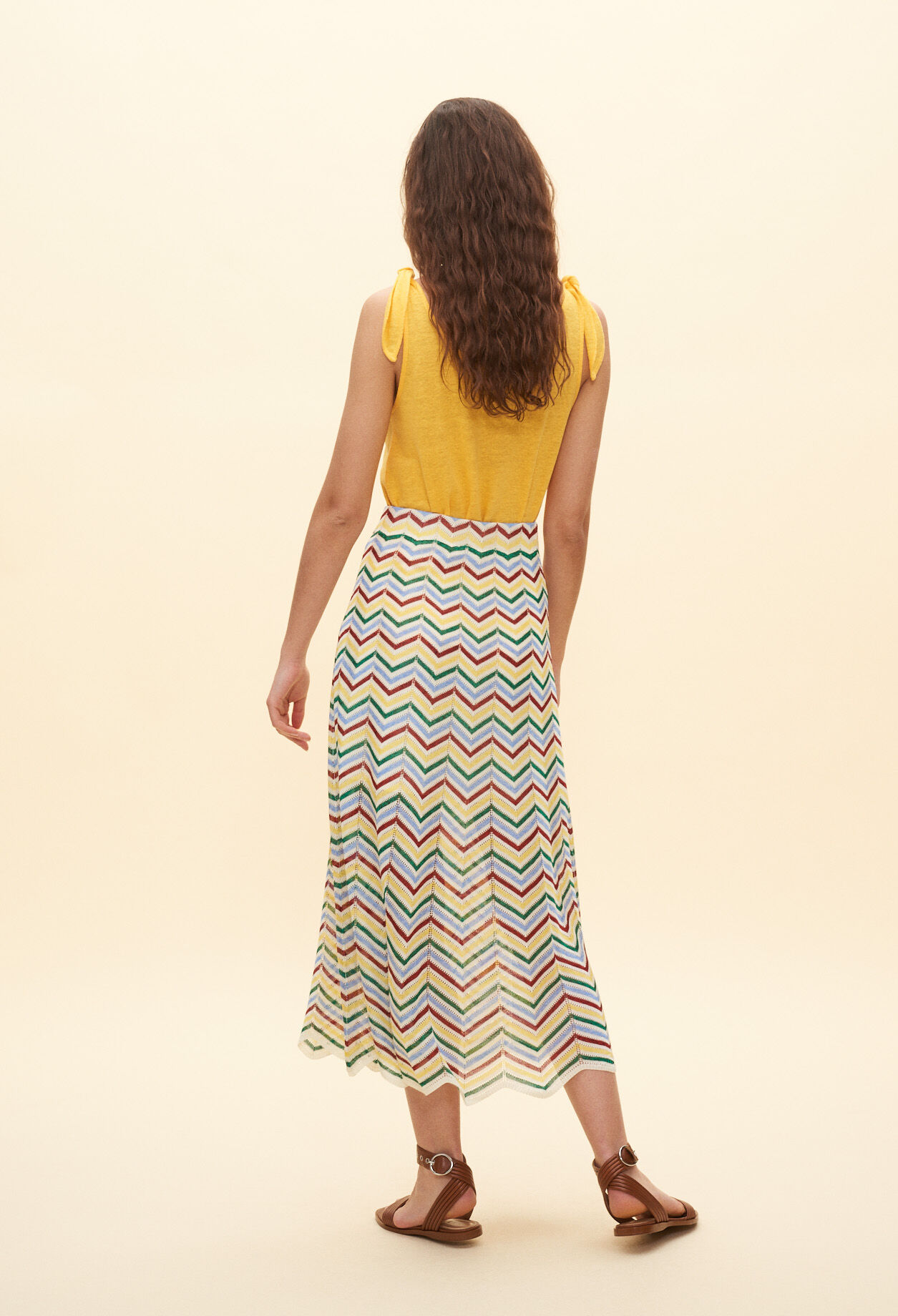 Graphic-pattern long skirt