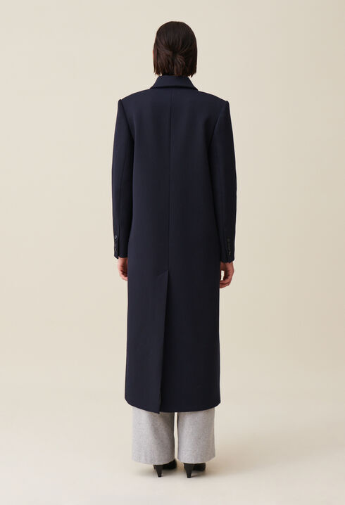 Manteau long coupe droite bleu