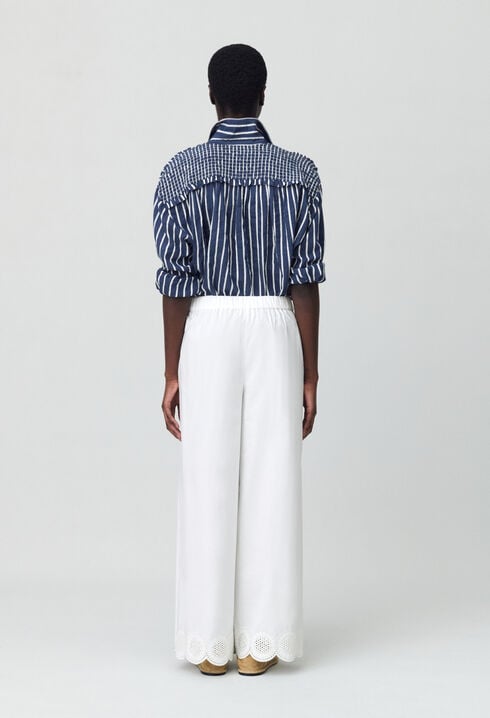 Pantalon léger large brodé