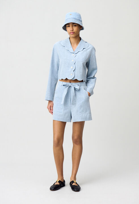 Belted Denim Shorts