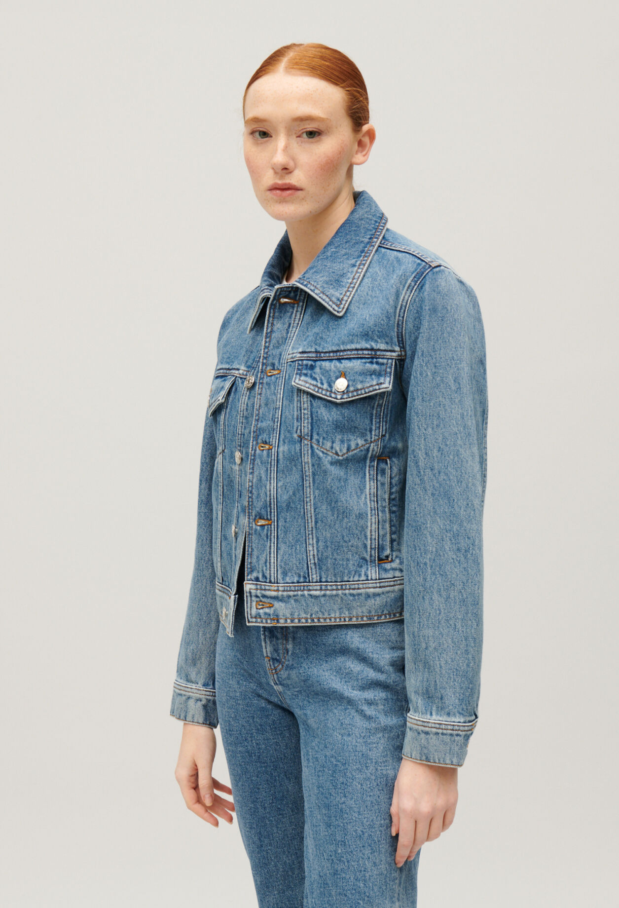 Veste droite jean bleu