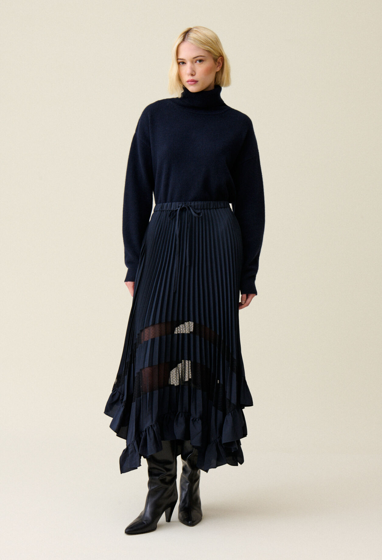 Jupe midi plissee et asymetrique pour femme Claudie Pierlot