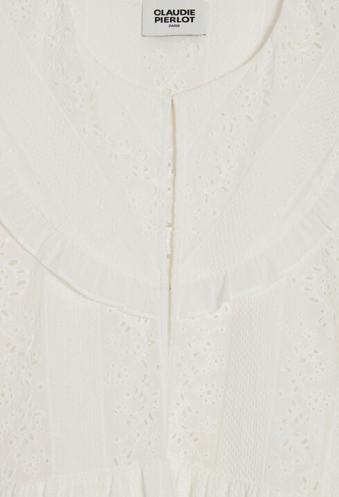 Robe courte babydoll brodée blanc