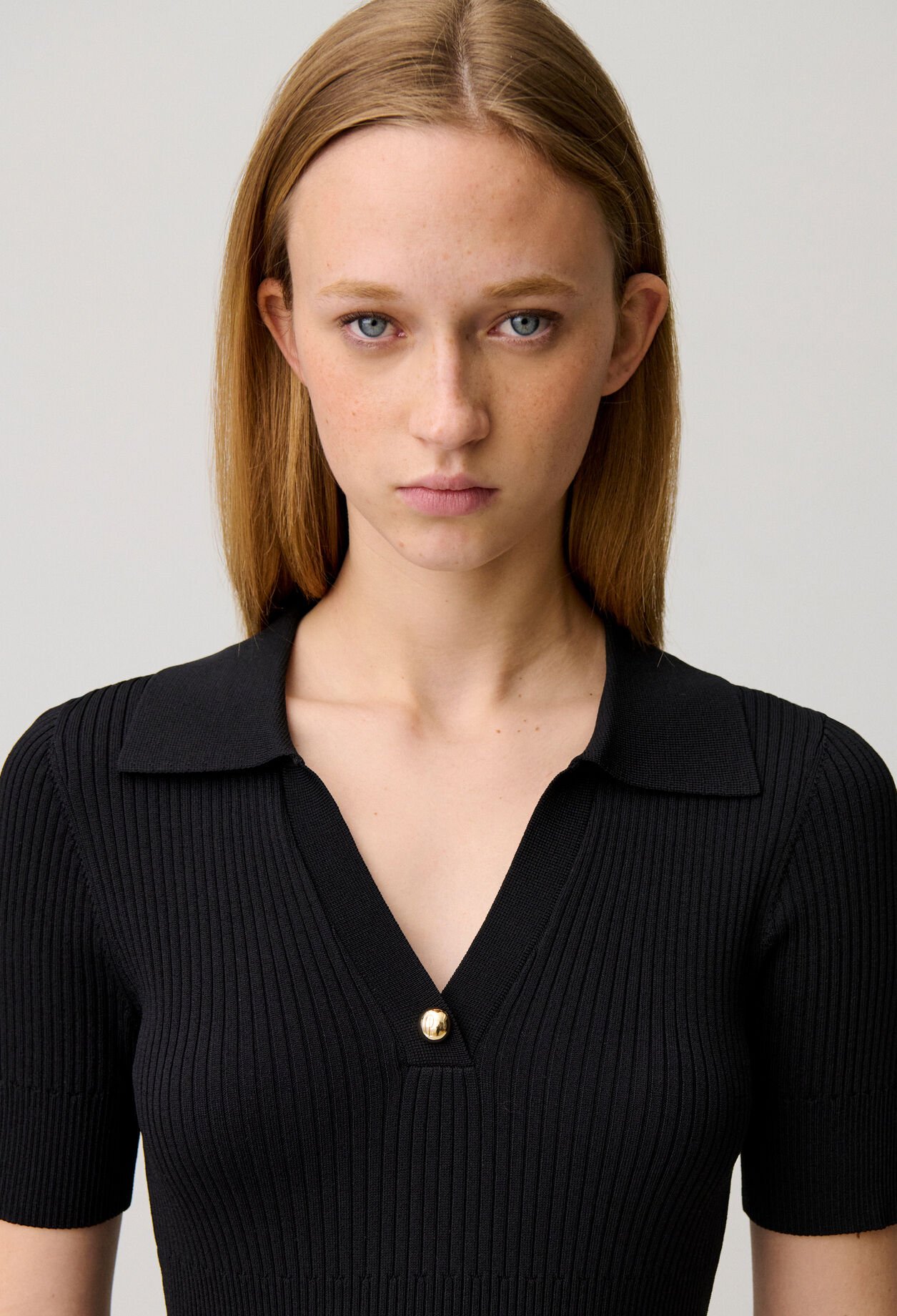 Shirt collar knit dress