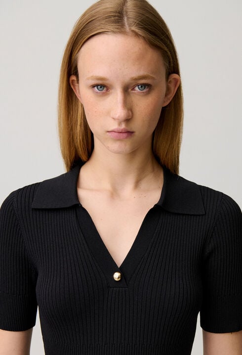 Shirt collar knit dress