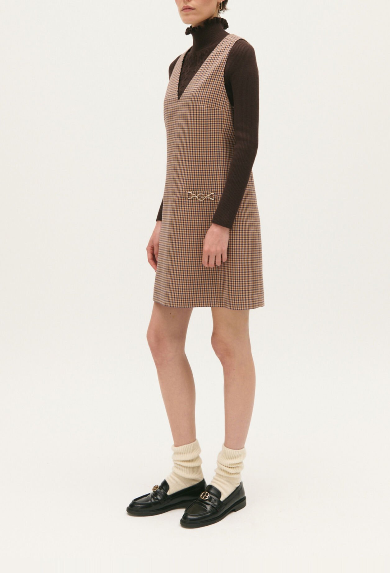 Camel print short dress