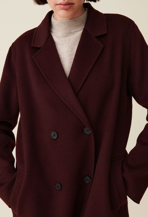 Manteau long droit bordeaux