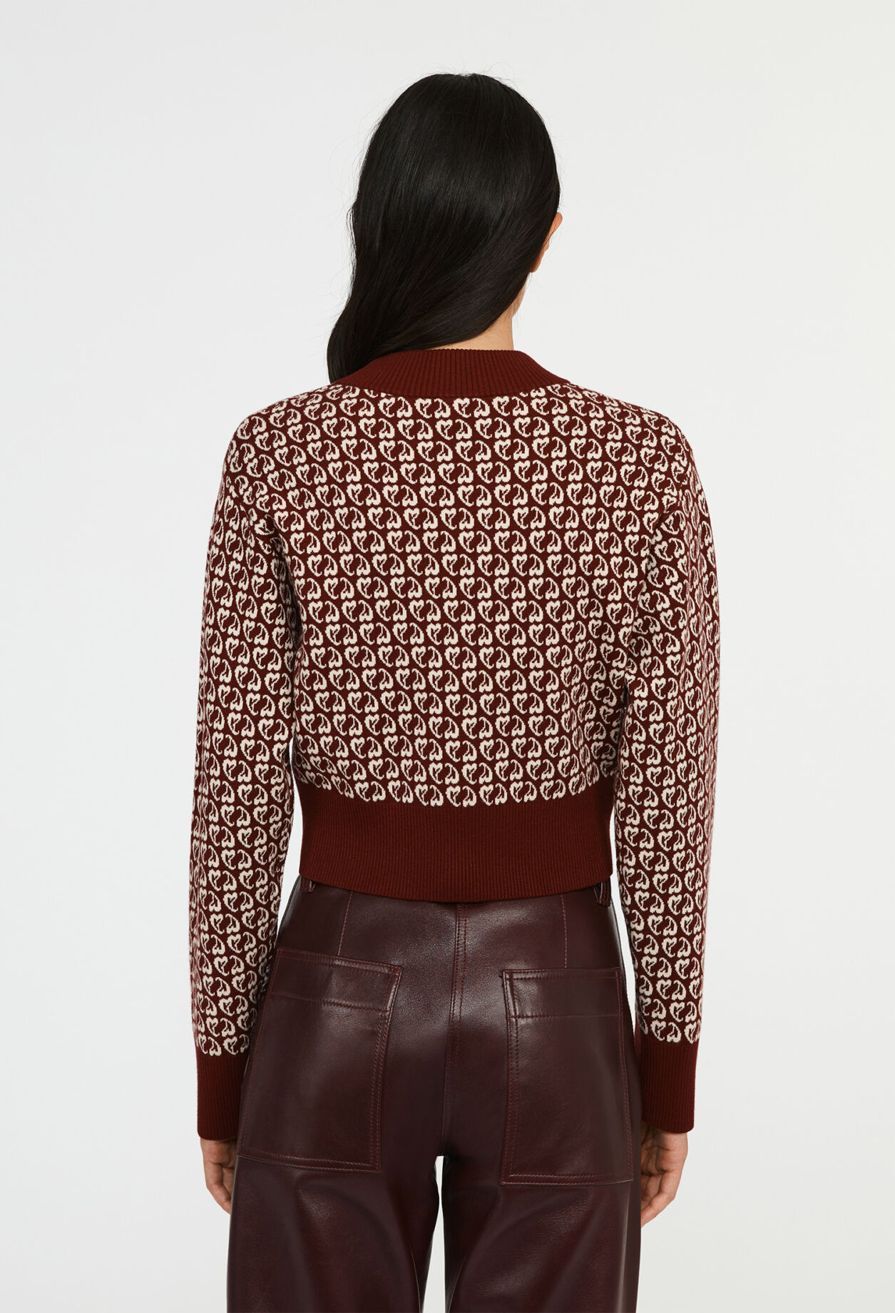 Pull bicolore maille imprimé coeur