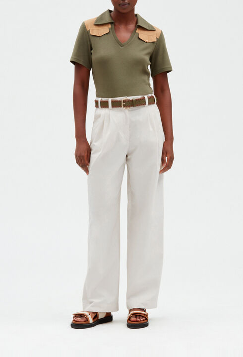 Wide ivory trousers