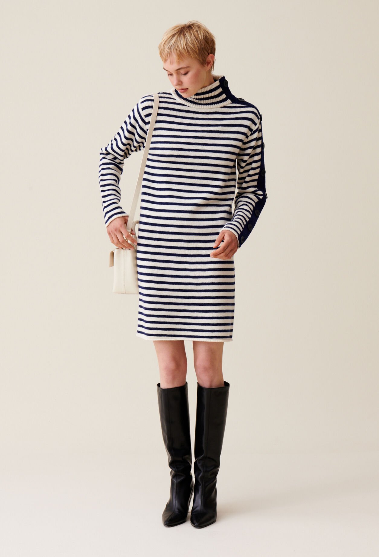 Robe mariniere maille col montant pour femme Claudie Pierlot