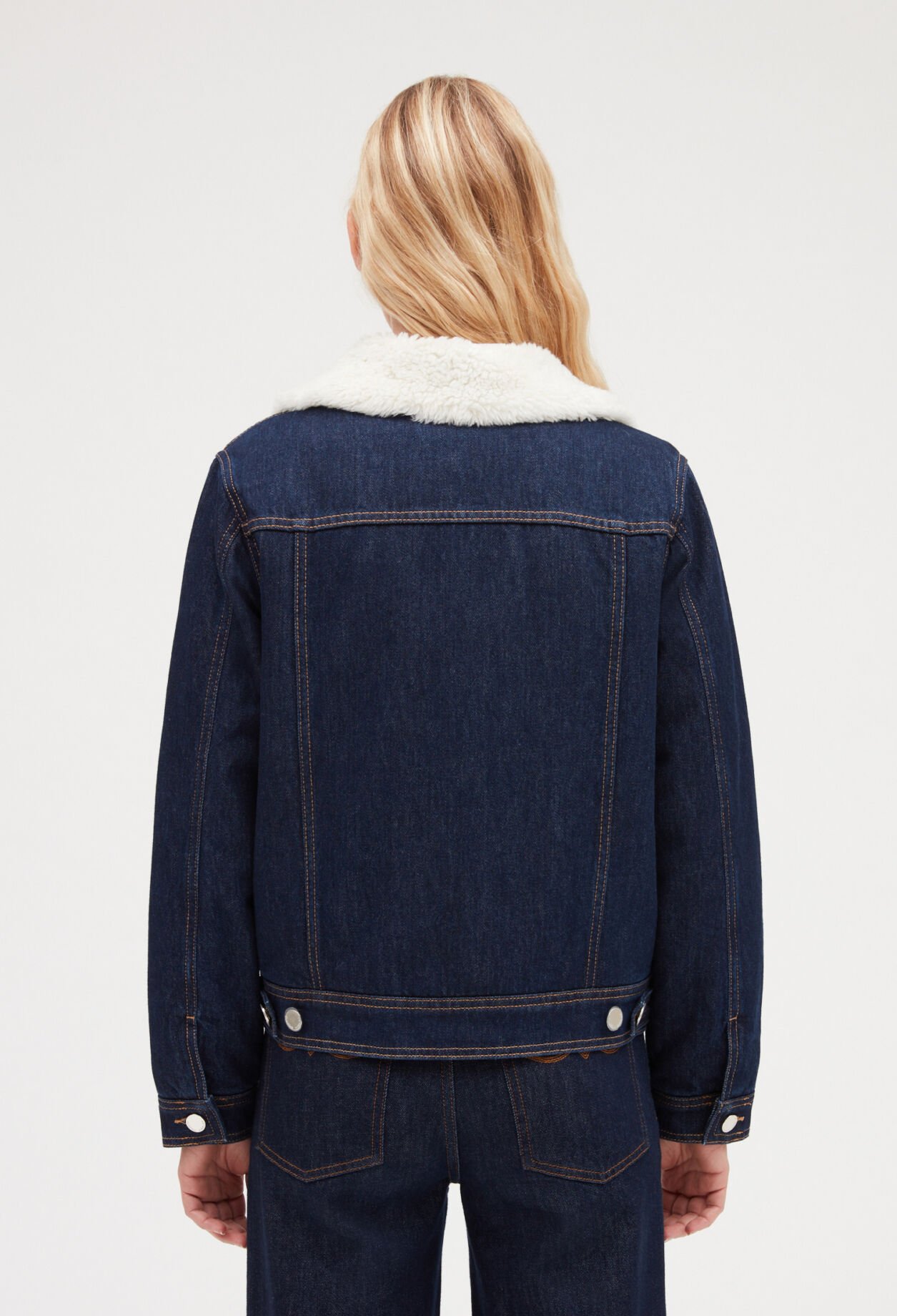 Blouson jean doublé fausse fourrure