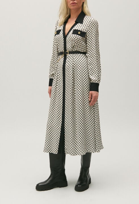 Black and white CP patterned maxi dress