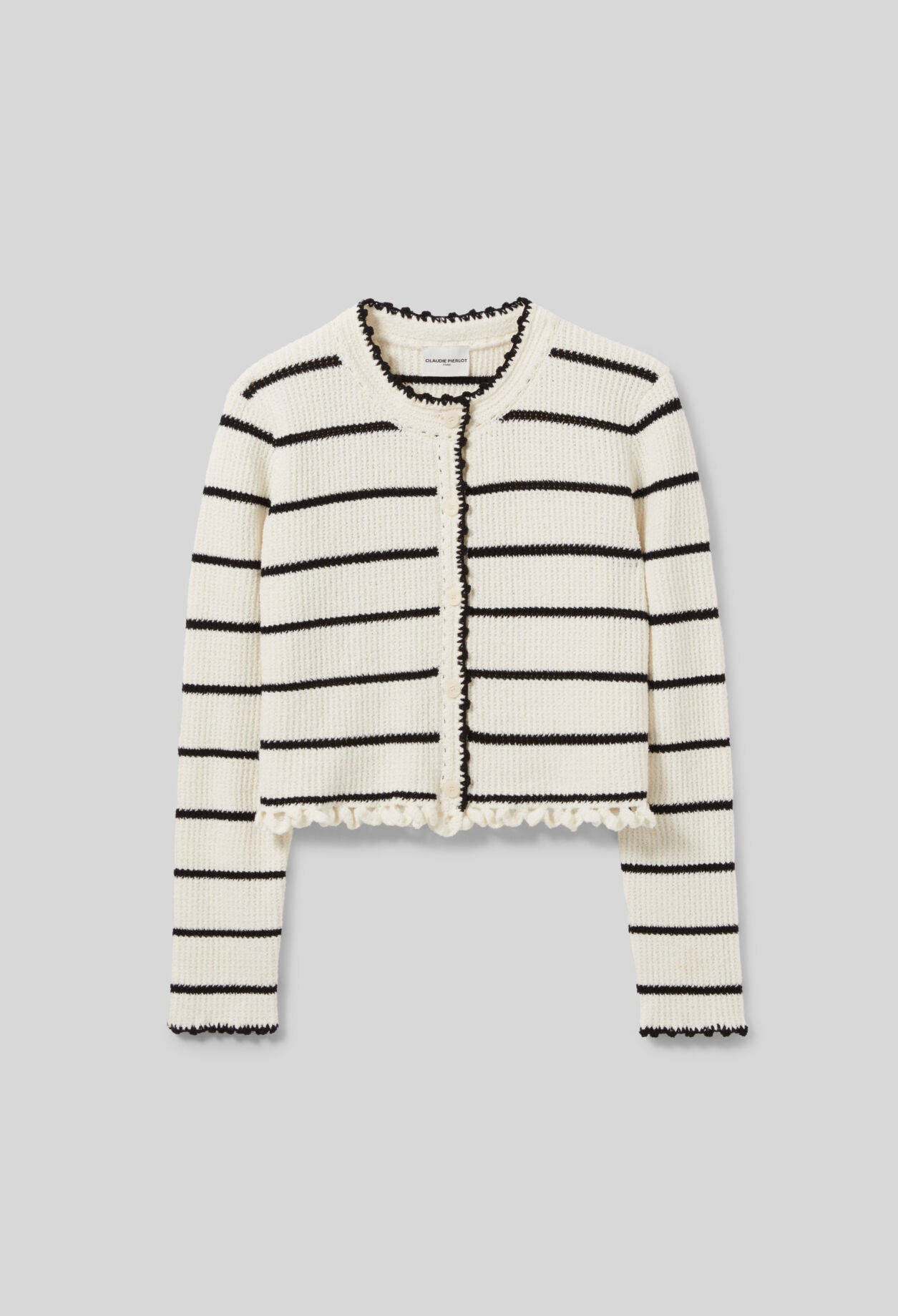 Fine knit striped cardigan
