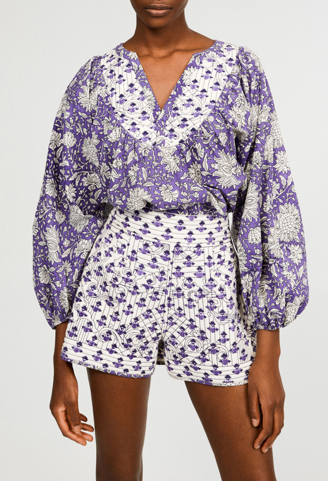 Flared patterned blouse