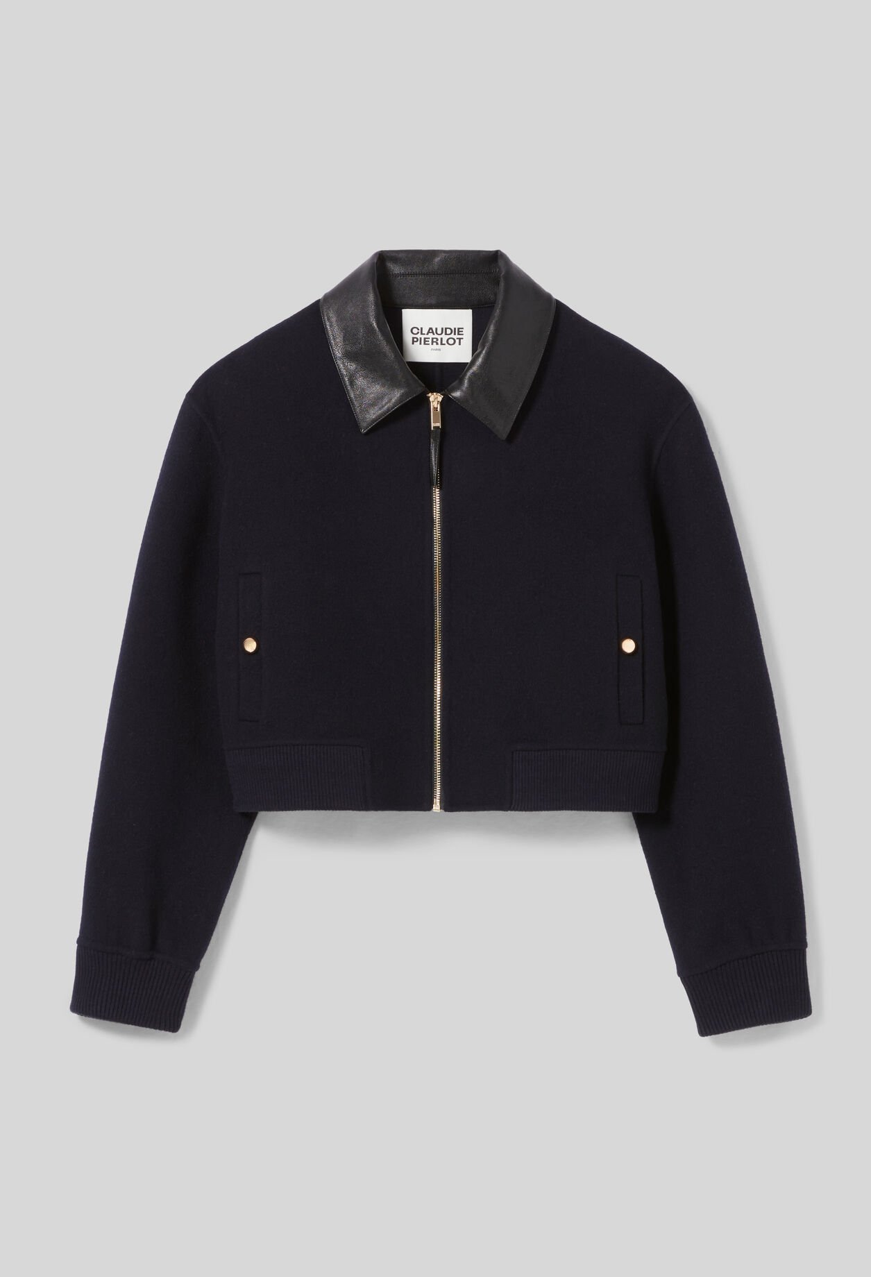 Blouson laine col similicuir