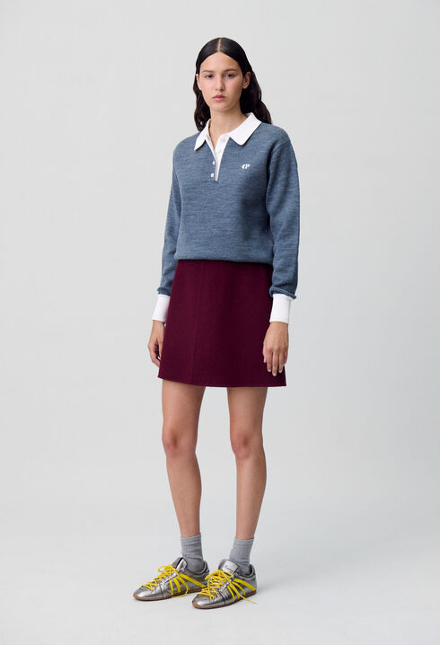 Jupe laine courte droite
