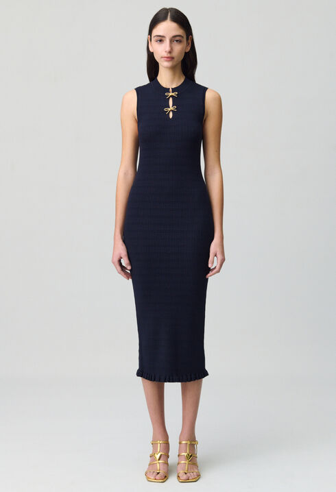 Long knit dress with bows