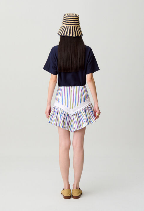 Jupe ray&eacute;e courte