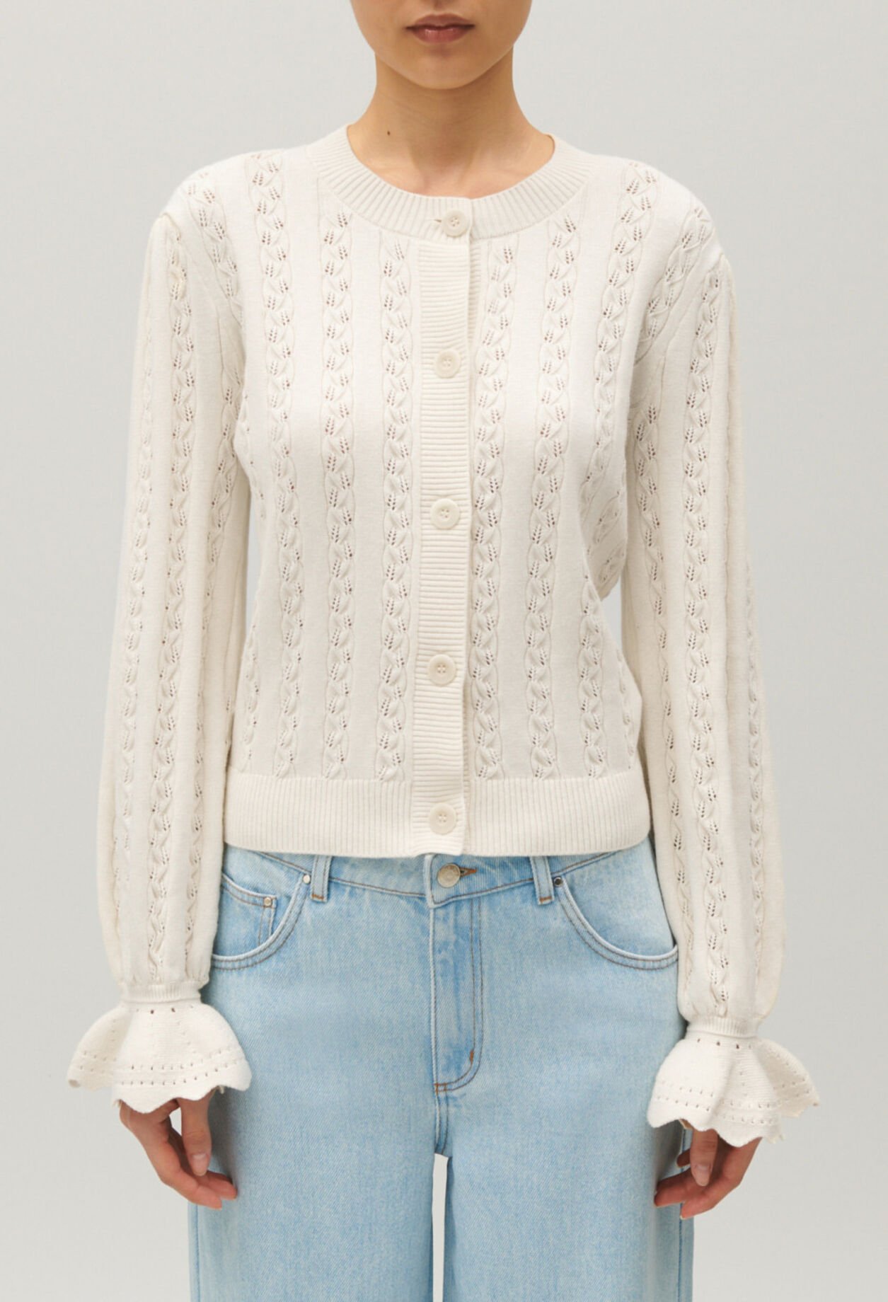 Cardigan maille écru