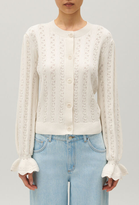Cardigan maille écru
