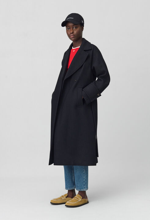 Mid-length wool blend coat