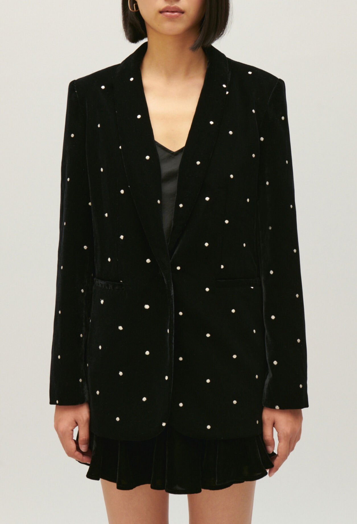 Two-tone velour suit jacket