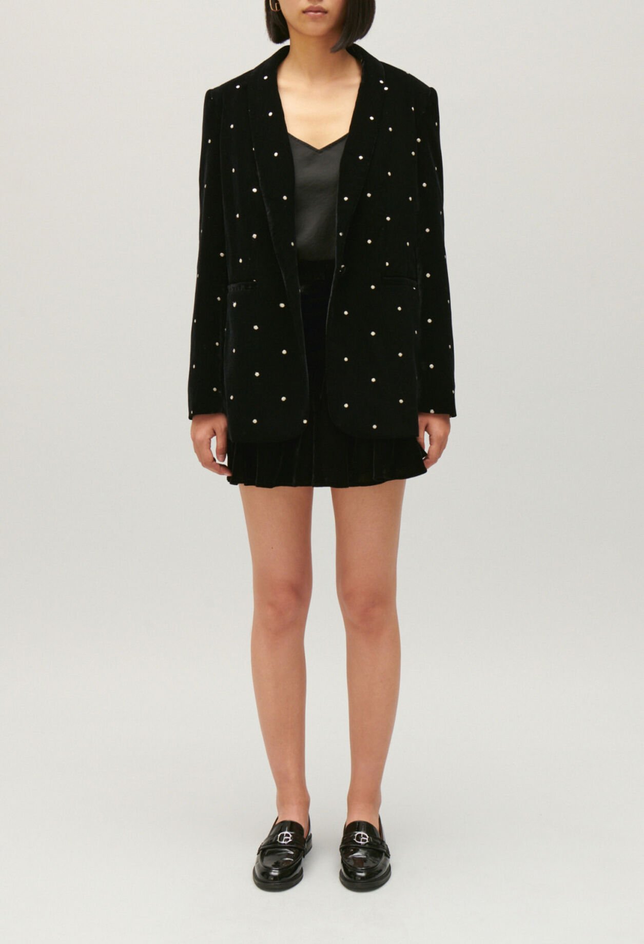 Two-tone velour suit jacket