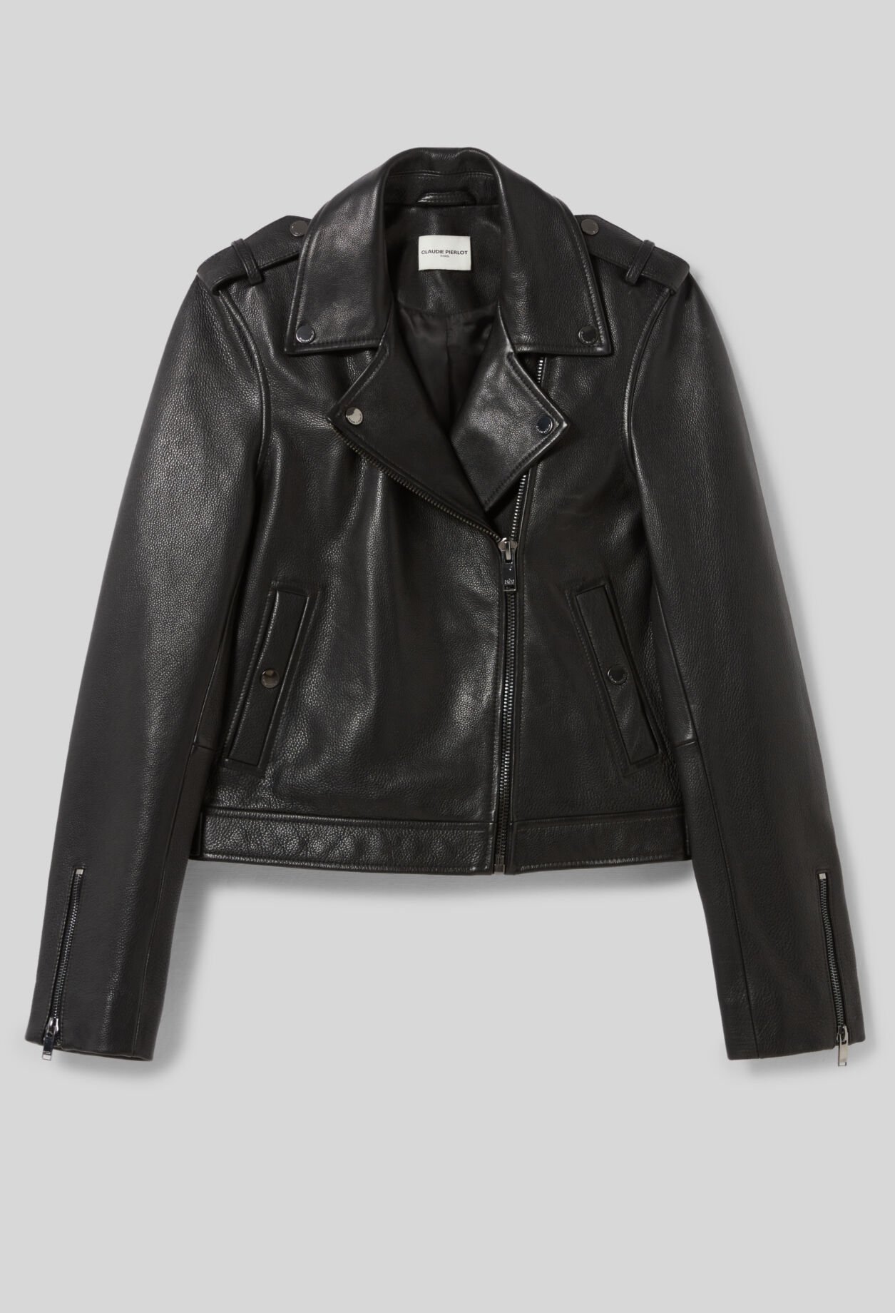 Black grained leather jacket