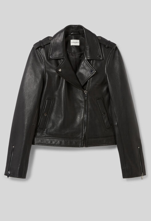 Veste cuir grainé noir