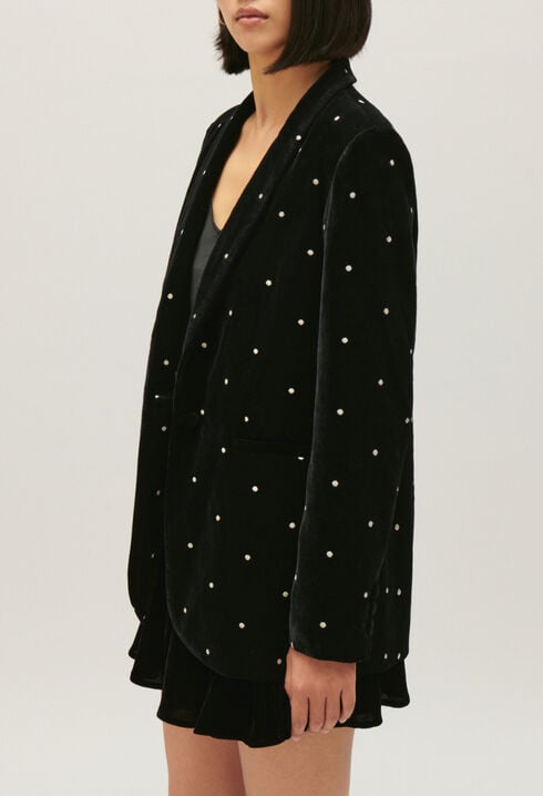 Veste tailleur velours bicolore