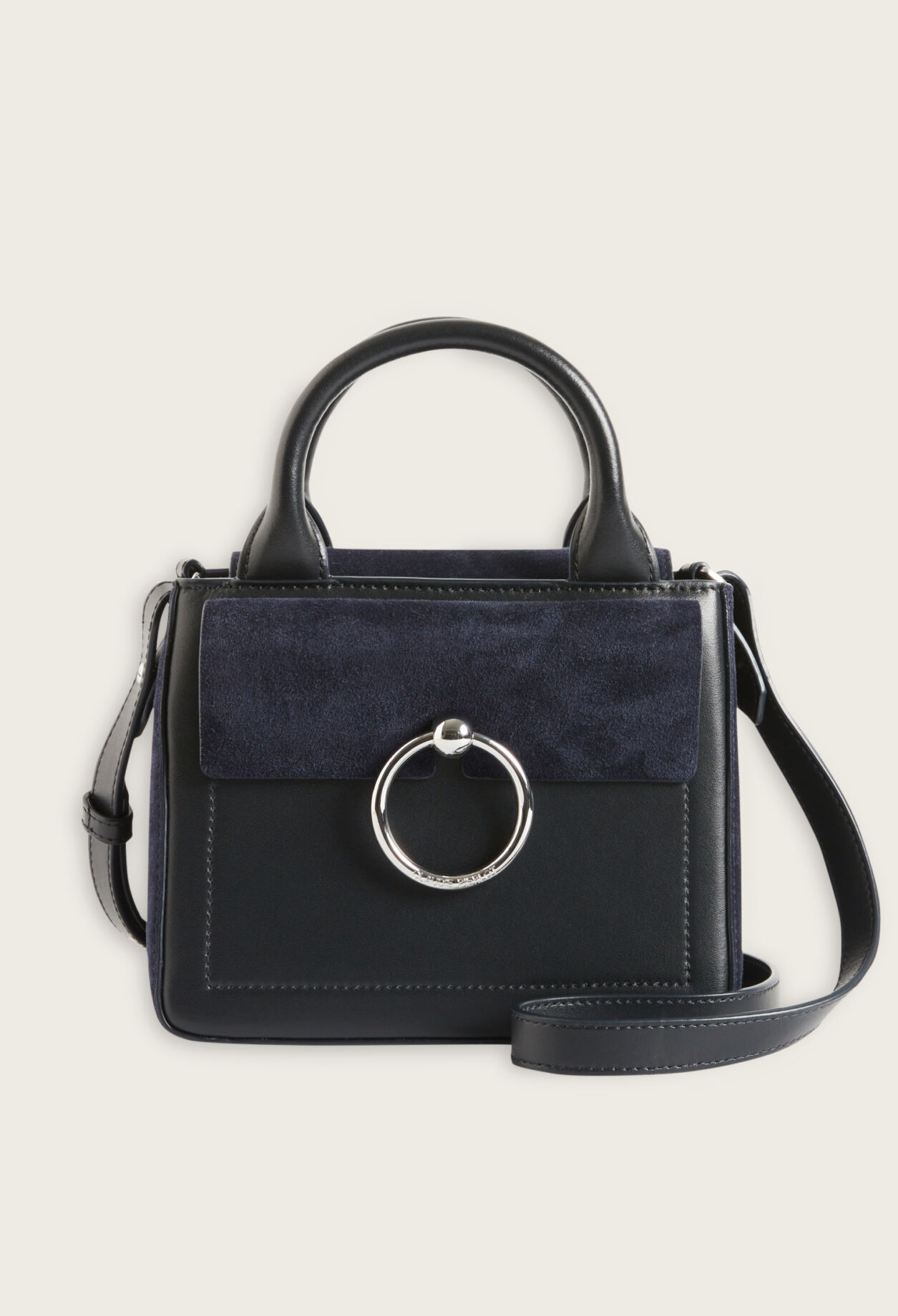 Anouck navy blue suede leather bag