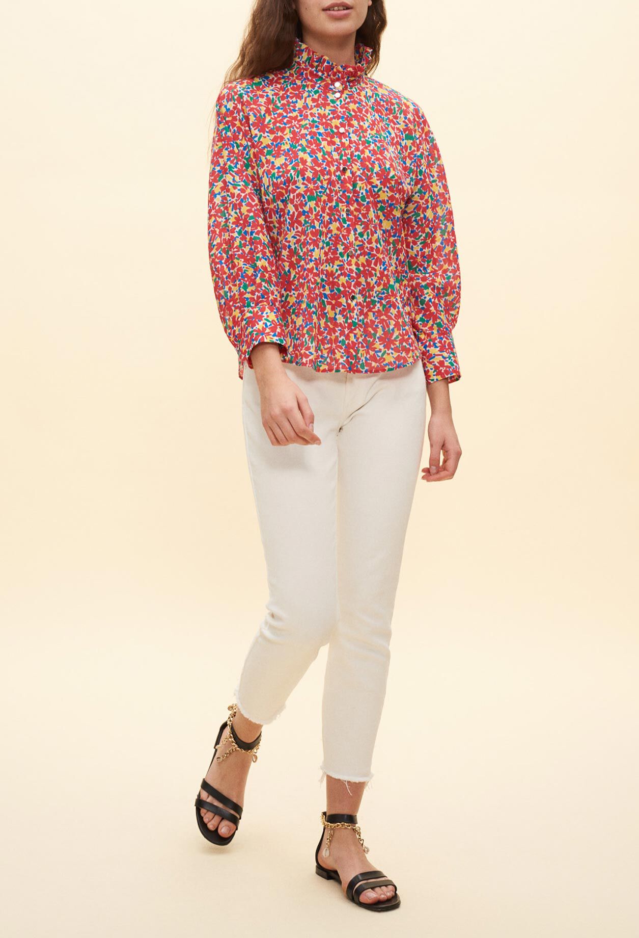 Chemise imprimée à col victorien