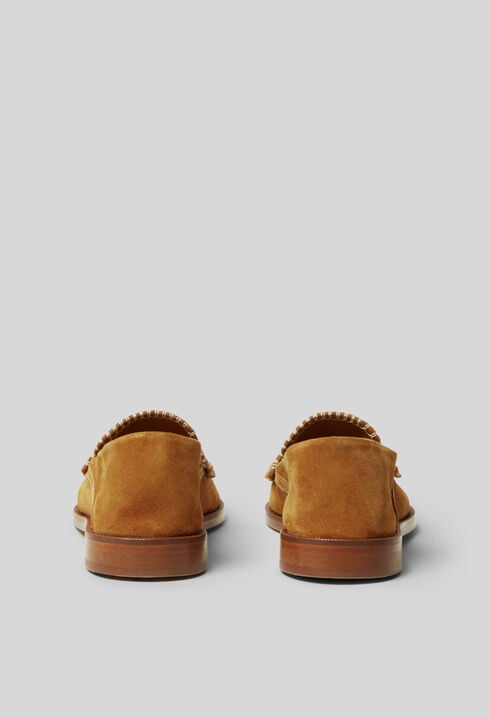 Mules suède monogramme doré