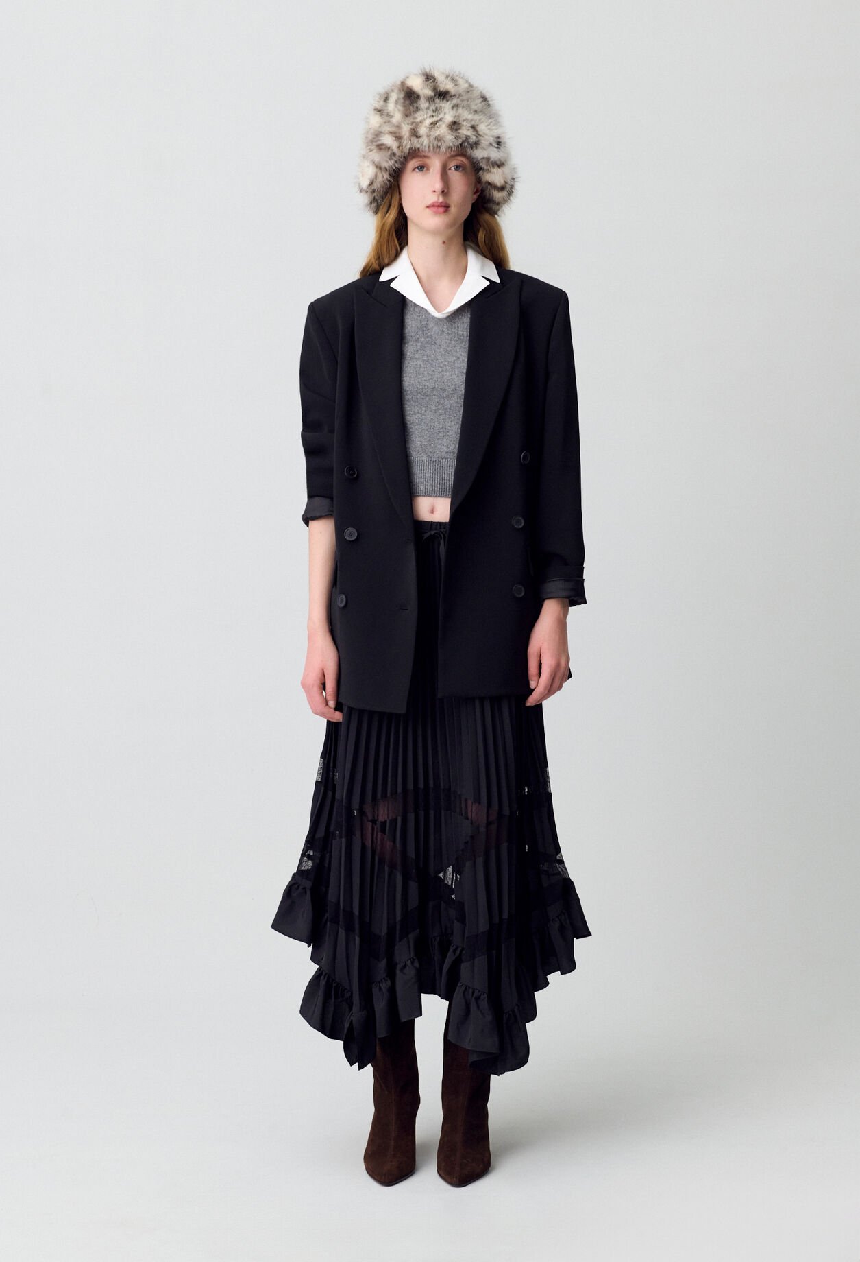 Asymmetrical pleated skirt