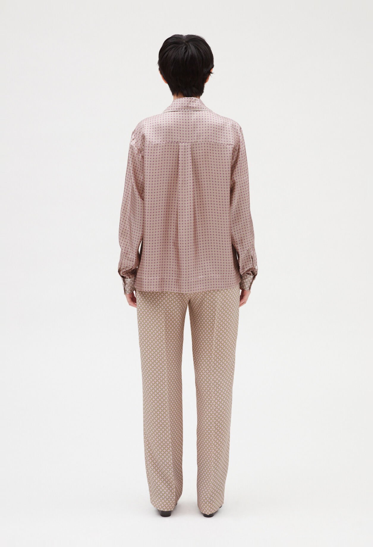 Powder pink silk shirt
