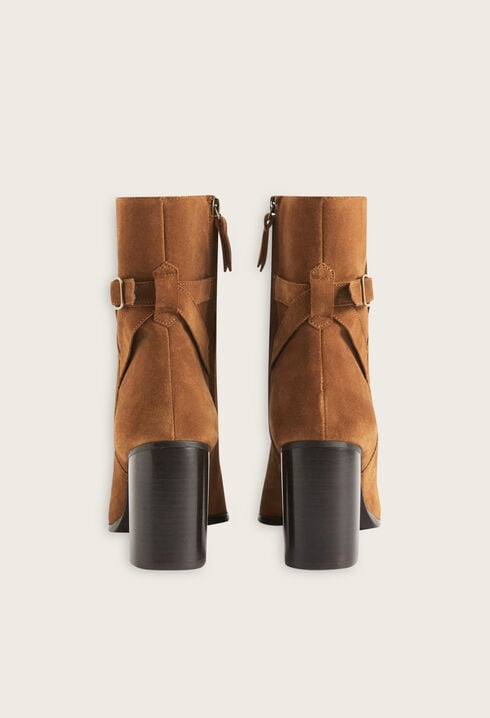 Bottines cuir suède caramel