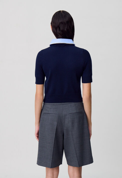 Top maille fine col