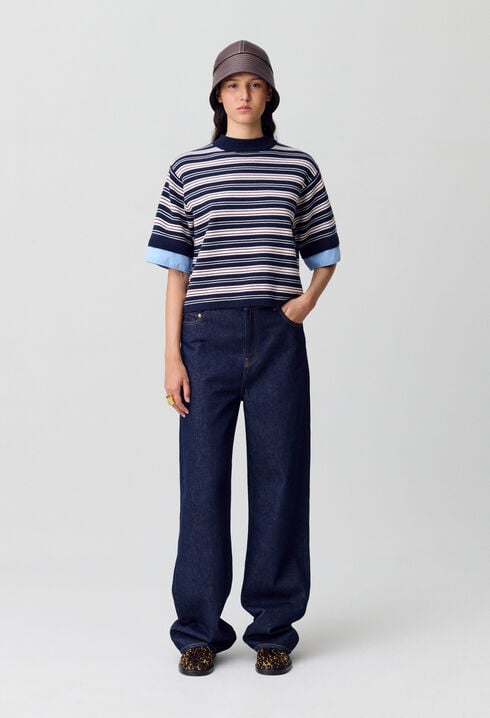 Top maille fine rayures